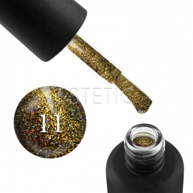 Гель-лак Edlen Professional Peacock №011 (золотисто-оливковый, с блестками и шиммером), 8мл