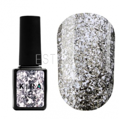 Гель-лак Kira Nails Shine Bright №SB001 (срібло з блискітками), 6 мл