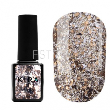 Гель-лак Kira Nails Shine Bright №SB002 (срібло з золотими блискітками), 6 мл