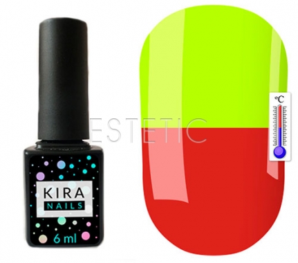 Гель-лак Kira Nails Termo №T07 (цегляно-червоний, при нагріванні кислотно-жовтий), 6 мл