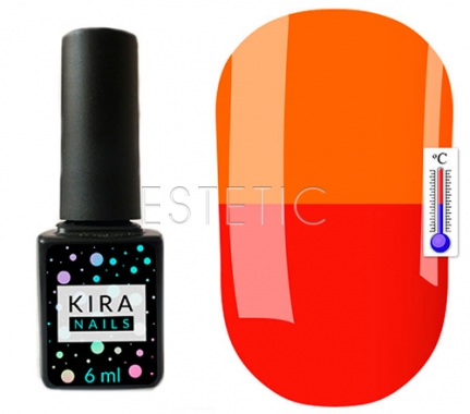 Гель-лак Kira Nails Termo №T08 (приглушенный красный, при нагревании кислотно-оранжевый), 6 мл