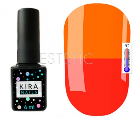 Гель-лак Kira Nails Termo №T10 (красно-коралловый, при нагревании яркий оранжевый), 6 мл
