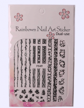 Komilfo Nail Art Sticker - наклейки для дизайна ногтей F549 черные