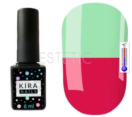 Гель-лак Kira Nails Termo №T14 (приглушенная темная фуксия, при нагревании бледно-зеленый), 6 мл