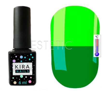 Гель-лак Kira Nails Termo №T24 (травяной зеленый, при нагревании кислотный лаймовый), 6 мл
