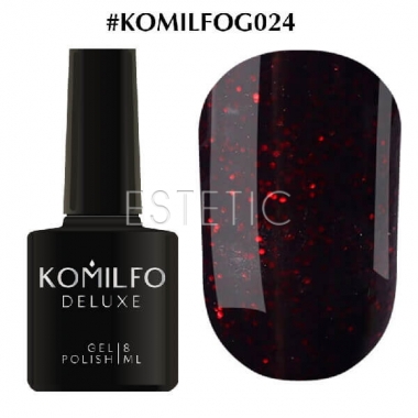 Гель-лак Komilfo DeLuxe Series №G024 (черный с красными блестками), 8 мл