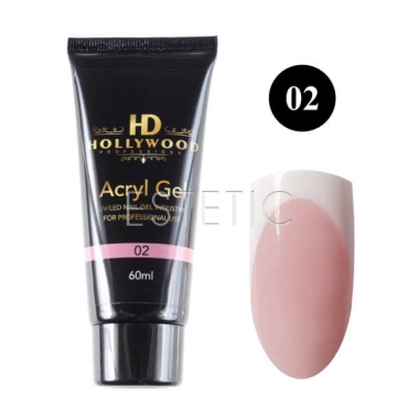 Акрил-гель Hollywood Acryl Gel №02 (розовый, с микроблеском), 60 мл