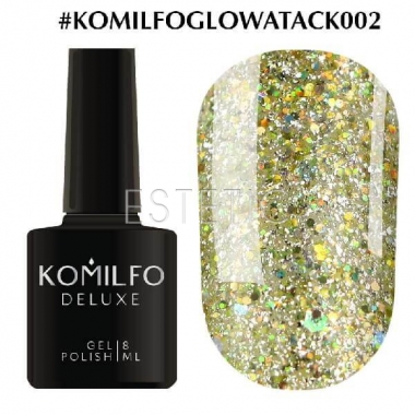 Гель-лак Komilfo Glow Attack №002 (золото, голографік), 8 мл