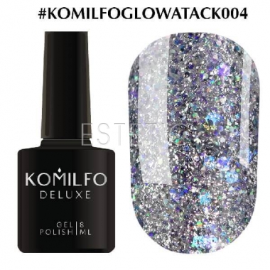 Гель-лак Komilfo Glow Attack №004 (металлик, голографик), 8 мл