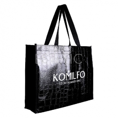 Komilfo Сумка 39*29*10 черная ламинированная, змея