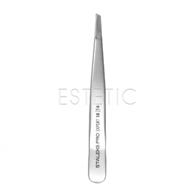 STALEKS PRO Пинцет TE-10/4 для бровей EXPERT 10 TYPE 4 (узкие скошенные кромки)