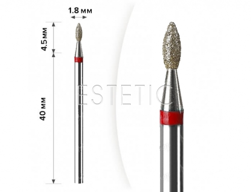 mART Насадка алмазная М-039 Олива Red 1,8*4,5 мм (мягкая)