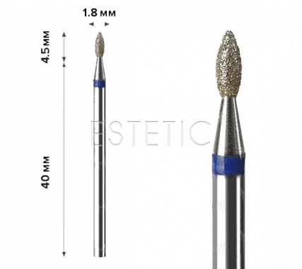 mART Насадка алмазна М-040 Олива Blue 1,8*4,5 мм (середня)