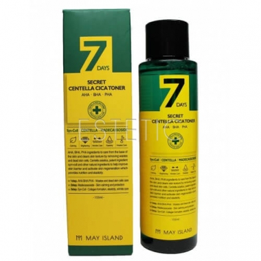 May Island 7 Days Secret Centella Cica Toner - Тонер для лица с экстрактом азиатской центеллы, 155 мл