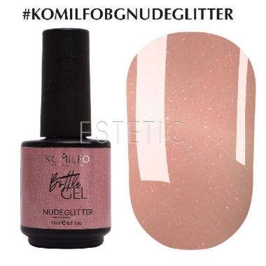 Komilfo Bottle Gel Nude Glitter - жидкий гель в бутылке ,15 мл, с кисточкой