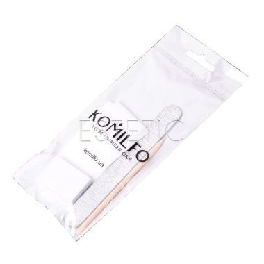 Komilfo Набор индивидуальный №4 - пилочка-капля 150/150+баф 100/180 + апельсиновая палочка+10 безворсовых салфеток