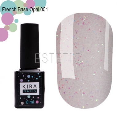 Kira Nails French Base Opal №001 - камуфлирующая база (опаловый), 6 мл