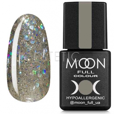 Гель-лак MOON FULL Color Gel Polish №328 (серебристо-золотой с разноцветным глиттером), 8 мл