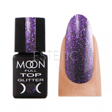 Топ гліттерний MOON FULL Top Glitter №05 Violet (прозорий з фіолетовим мікроблиском), 8 мл