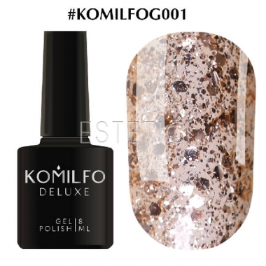 Гель-лак Komilfo DeLuxe Series №G001 (золотистый, крупные блестки), 8 мл