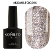 Гель-лак Komilfo DeLuxe Series №G006 (темно-серебристые насыщенные блестки с золотым отливом), 8 мл