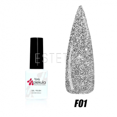Гель-лак Molekula FLASH Effect F01 (серебристый, светоотражающий), 6 мл