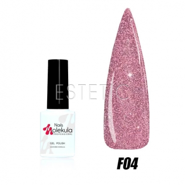 Гель-лак Molekula FLASH Effect F04 (пудровий рожевий, світловідбиваючий), 6 мл