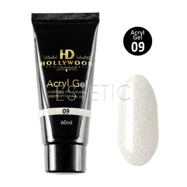 Акрил-гель Hollywood Acryl Gel №09 (молочно-белый, с микроблеском), 60 мл