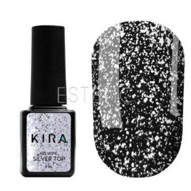 Kira Nails No Wipe Silver Top - топ без липкого шару зі сріблом, 6мл