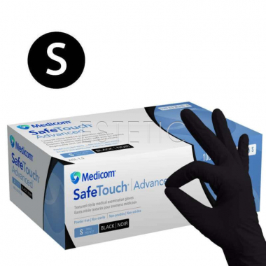 MEDICOM Перчатки нитриловые черные SafeTouch Advanced Black (S), плотность 5,0 г (1 пара)