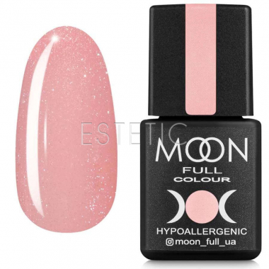 MOON FULL Barbie Color Rubber Base №004 Кольорове базове покриття (персиковий зі сріблястим мікроблиском), 8 мл