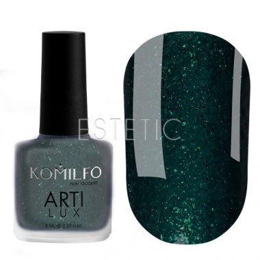 Лак для нігтів Komilfo ArtiLux 028 (глибокий зелений з мікроблиском), 8 мл