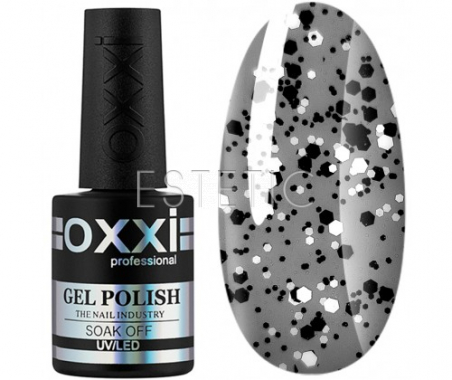 OXXI Twist Top №4 - Закріплювач для гель-лаку з білою та чорною крихтою, 10 мл 