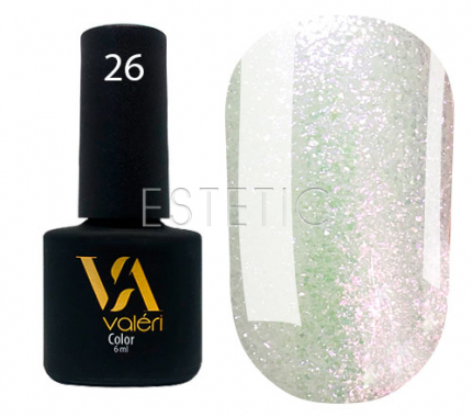 Гель-лак Valeri №026 (белый хамелеон с блестками), 6 мл