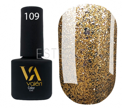 Гель-лак Valeri №109 (золотой с серебряными блестками), 6 мл