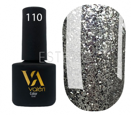 Гель-лак Valeri №110 (серебро с блестками), 6 мл