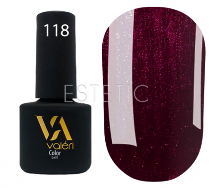 Гель-лак Valeri №118 (темно-вишневый с микроблеском), 6 мл
