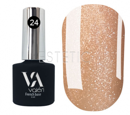 Valeri French base №024 - Камуфлююча база для гель-лаку (коричнево-бежевий з золотистим мікроблиском),  6 мл