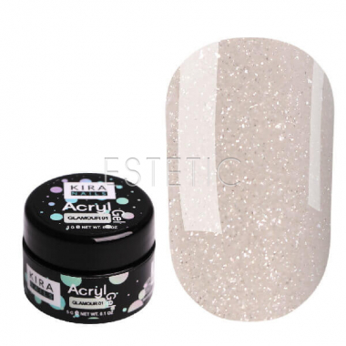 Kira Nails Acryl Gel Glamour №01 - Акрил-гель (опал, с блестками),  5 г