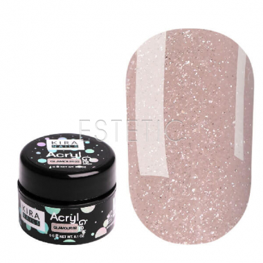 Kira Nails Acryl Gel Glamour №02 - Акрил-гель (блідо-персиковий, з блискітками),  5 г 