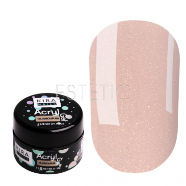 Kira Nails Acryl Gel Glamour №05 - Акрил-гель (бежево-персиковий, з шиммером),  5 г 