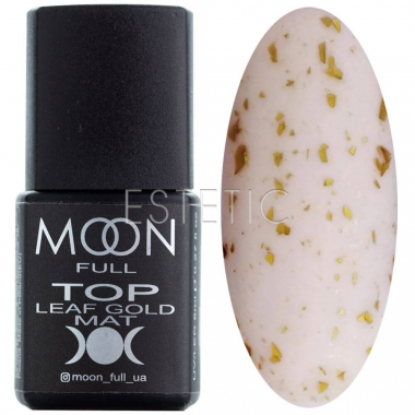 MOON FULL Top Leaf Gold Mat - Топ матовый с золотистыми хлопьями потали (без липкого слоя), 8 мл