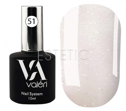 Valeri Base Opal №051 - база-опал для гель-лака (молочный с золотистым микроблеском), 12 мл