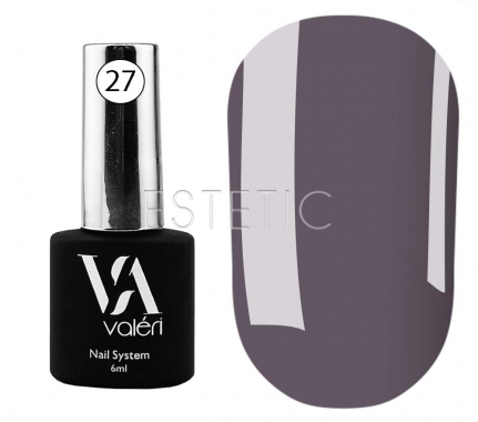 Valeri French base №027 - Камуфлирующая база для гель-лака (темный серо-фиолетовый, эмаль),  6 мл