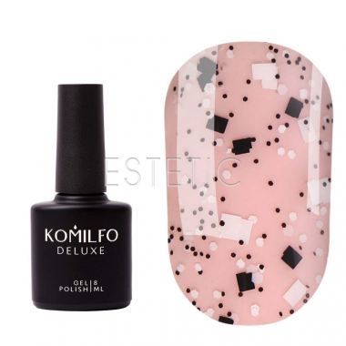 Komilfo No Wipe Top Stone - закрепитель без липкого слоя с черно-белыми элементами, 8 мл