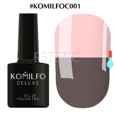 Гель-лак Komilfo DeLuxe Termo №C001 (темно-серый, при нагревании - приглушенный розовый), 8 мл