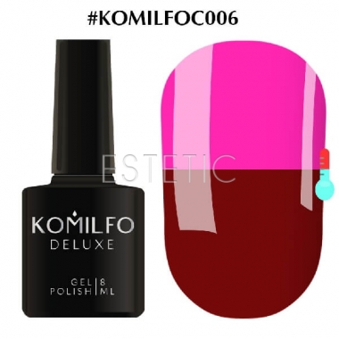 Гель-лак Komilfo DeLuxe Termo №C006 (темно-вишневый, при нагревании - ярко-розовый), 8 мл