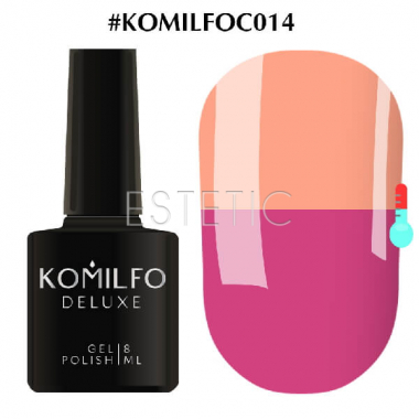 Гель-лак Komilfo DeLuxe Termo №C014 (приглушенный, чайный розовый, при нагревании - спокойный оранжевый), 8 мл
