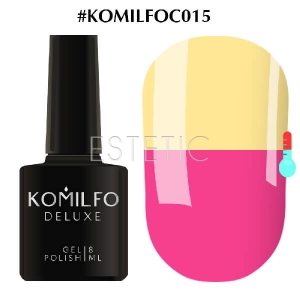 Гель-лак Komilfo DeLuxe Termo №C015 (спокойный розовый, при нагревании - теплый желтый), 8 мл