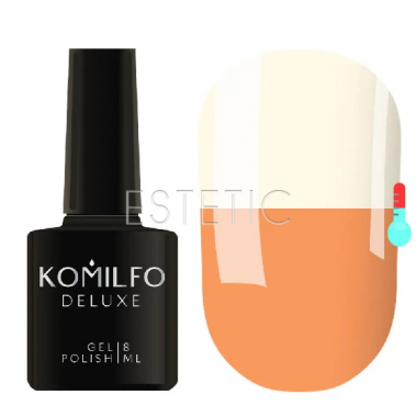 Гель-лак Komilfo DeLuxe Termo №C016 (персиково-оранжевый, при нагревании - белый), 8 мл